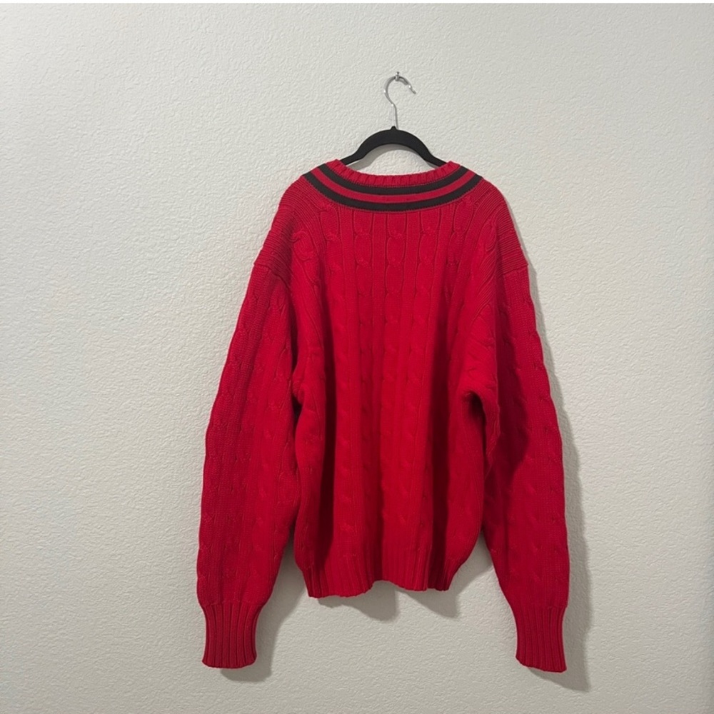 Ralph Lauren Polo Red and Black V-Neck Sweater / Vintage - Picture 4 of 4